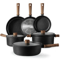 CAROTE 9pcs Pots and Pans Set Non Stick Nonstick Kitchen Cookware Sets Titanium Induction Cookware Sets with Stay-Cool Handle Black