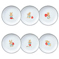 Bicuzat Cute Cartoon Animals Pattern Ceramic Sauce Dishes Seasoning Dishes Sushi Soy Dipping Bowls Appetizer Plates Dessert Plates Little Cat Bird Feeding Bowls Set of 6-Rabbits-5 Inch