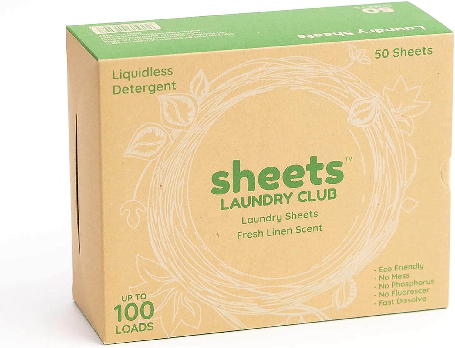 Sheets Laundry Club Laundry Detergent Sheets 50 Pack (Up to 100 Loads) - Fresh Linen - New Liquidless Technology Travel Essential Cleaning Supplies