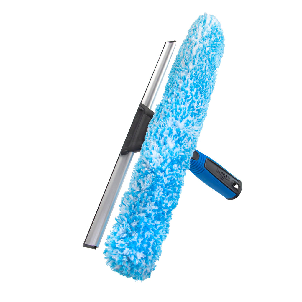 Unger Professional 2-in-1 Squeegee & Scrubber - 14” Window Cleaning Tool – Cleaning Supplies Squeegee for Window Cleaning Commercial & Residential Use Reusable Microfiber Sleeve