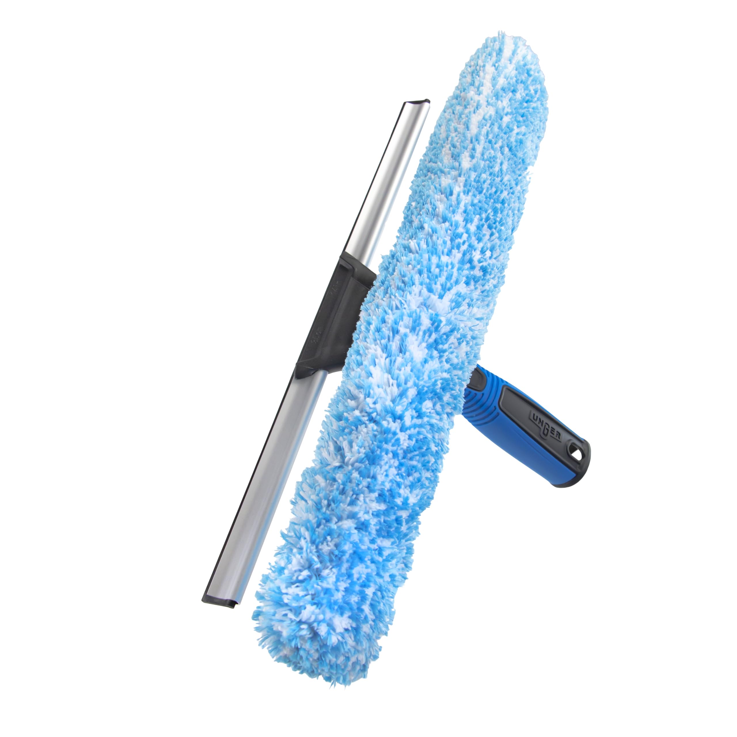 Unger Professional 2-in-1 Squeegee & Scrubber - 14” Window Cleaning Tool – Cleaning Supplies Squeegee for Window Cleaning Commercial & Residential Use Reusable Microfiber Sleeve