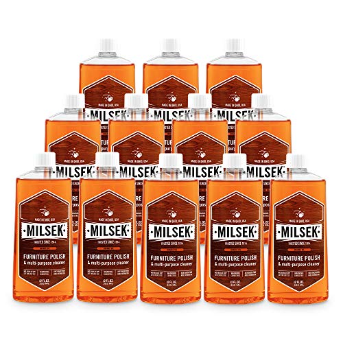 Milsek Furniture Polish and Wood Cleaner with Orange Oil - Multipurpose Cleaning Supplies for Home and Household from Hardwood Floors to Kitchen Cabinets- 12 Fl Oz (Pack of 12)