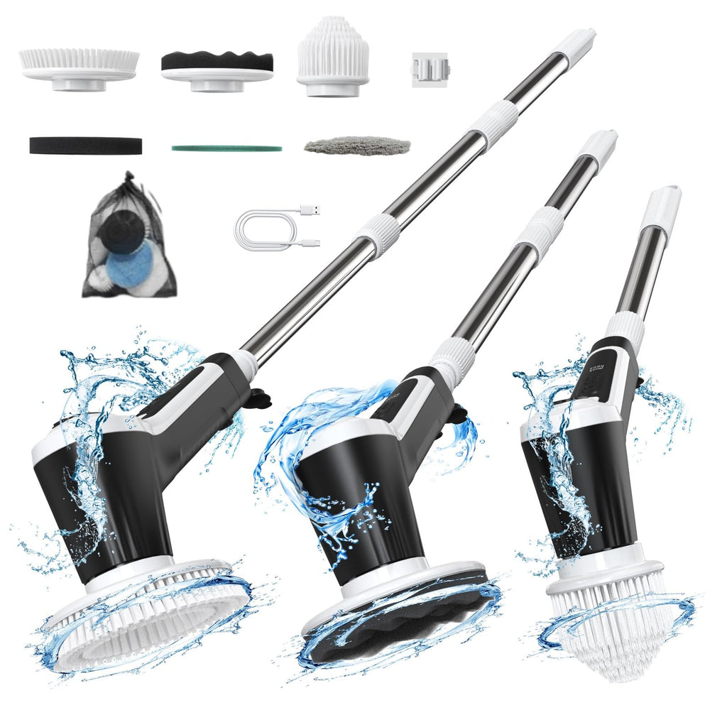 Electric Spin Scrubber 2024 New Bathroom Shower Cleaner Cordless Cleaning Brush with 2 Speeds and 6 Replaceable Brush Heads Cleaning Supplies Adjustable Extension Handle for Tub Tile Floor Kitchen