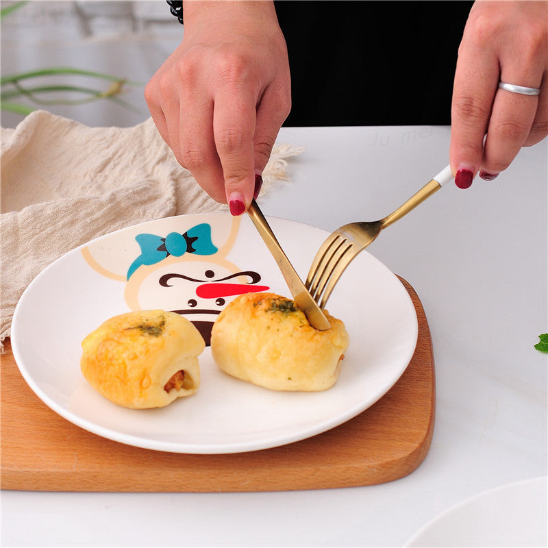 Christmas Cartoon Plates, Santa Tableware, Snack Dishes