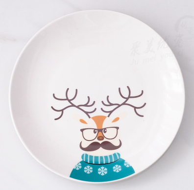 Christmas Cartoon Plates, Santa Tableware, Snack Dishes
