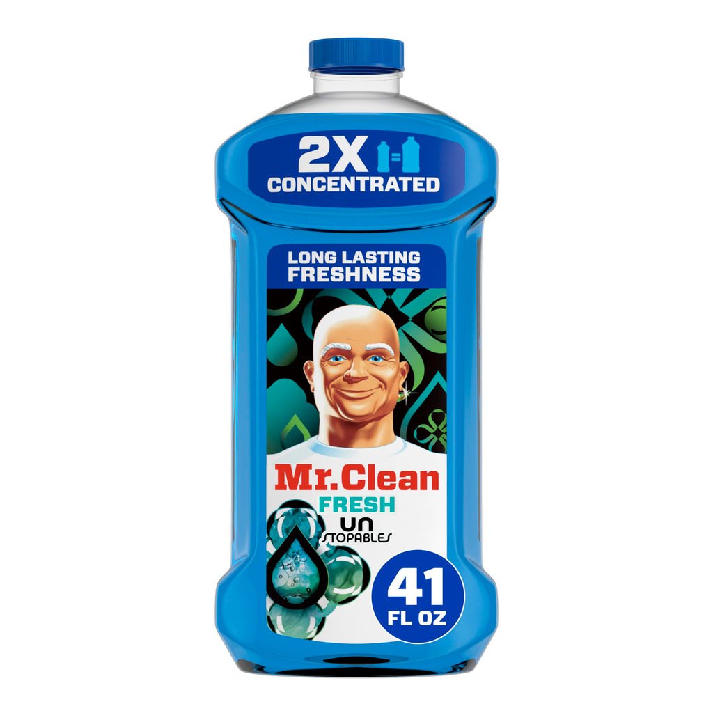 Mr. Clean All Purpose Cleaner Floor Cleaner for Mopping Home Bathroom & Kitchen Cleaning Liquid for Mop & Bucket Cleaning Supplies Multi-Surface Dilutable Unstopables 41oz