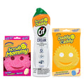 Scrub Daddy Scrub Mommy Daddy Caddy + Cif All Purpose Cleaner - Scratch-Free Dual-Sided Kitchen + Bathroom Scrubber + Multipurpose Cleaning Cream - Cleaning Supplies Kit for Multiple Surfaces