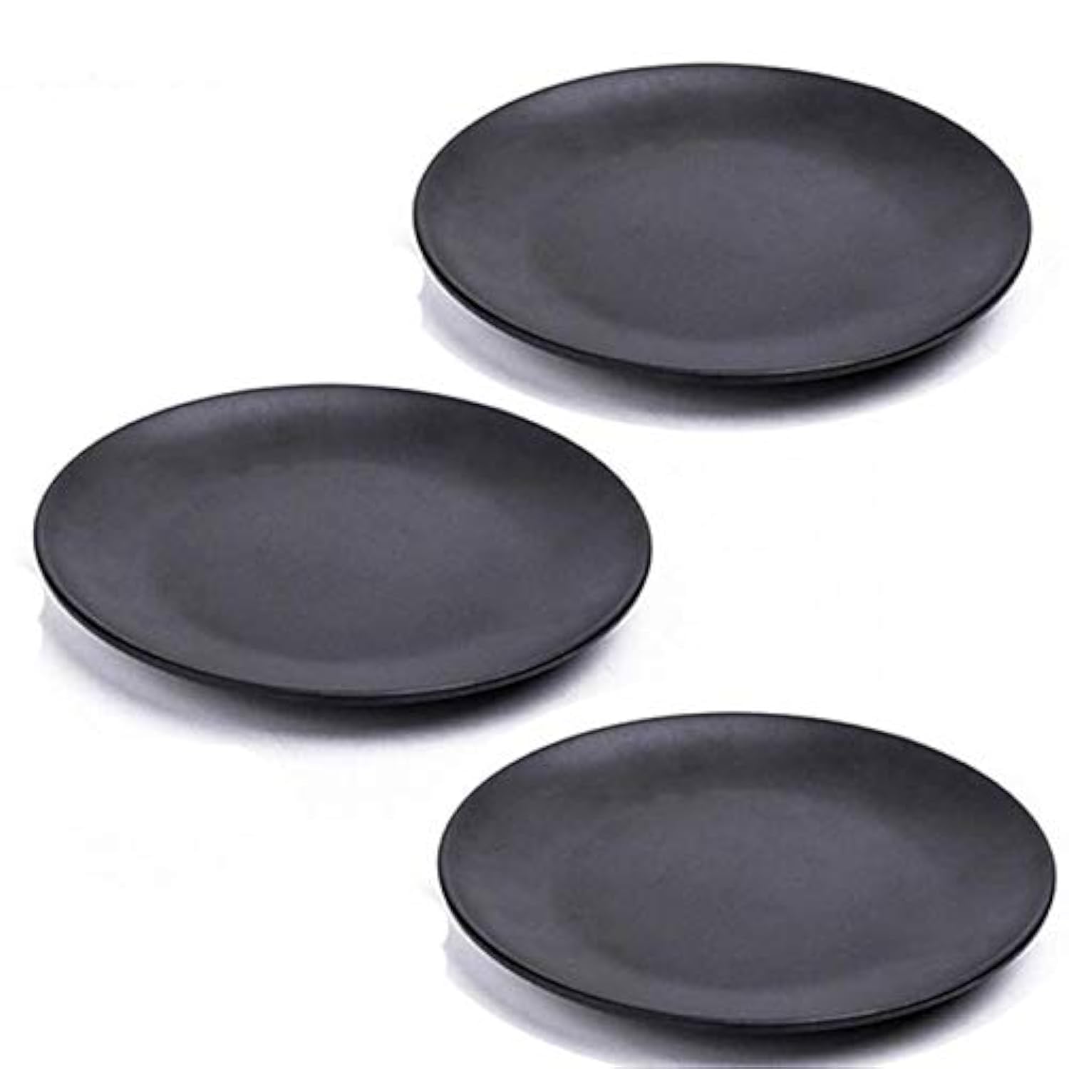 Mengbaobao Melamine Ware Dinner Plates Dishes Platter Dinnerware Lightweight Black 8 Inch Pack of 3