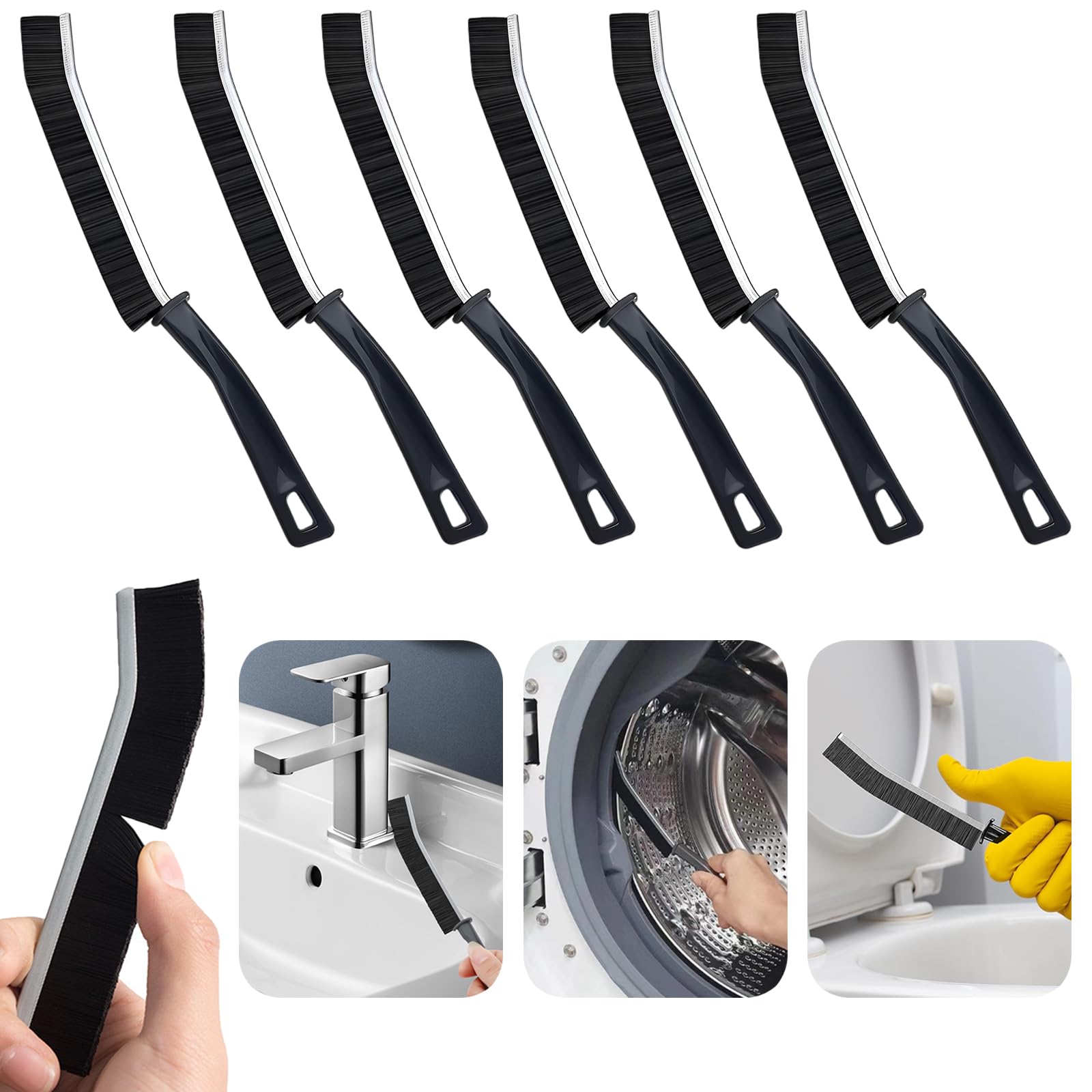 Crevice Cleaning Brush Magic Brush Tool Bathroom Tile Groove Gap Radiator Window Sink Alloy Cleaning Scrubbing Brushes with Long Handle Thin Cleaning Supplies for Home Kitchen Narrow Corners