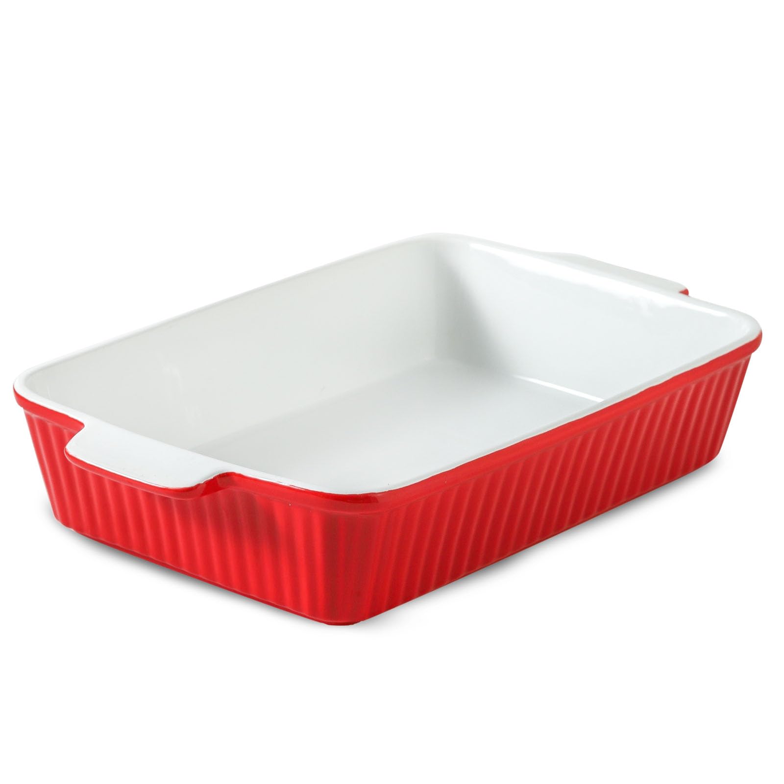Hasense Ceramic Baking Dishes Casserole Dishes for Oven Rectangular Lasagna Pans Deep 9 x 13 Inches Baking Pan with Handle Easy to Clean Mothers Day & Christmas Gift Red