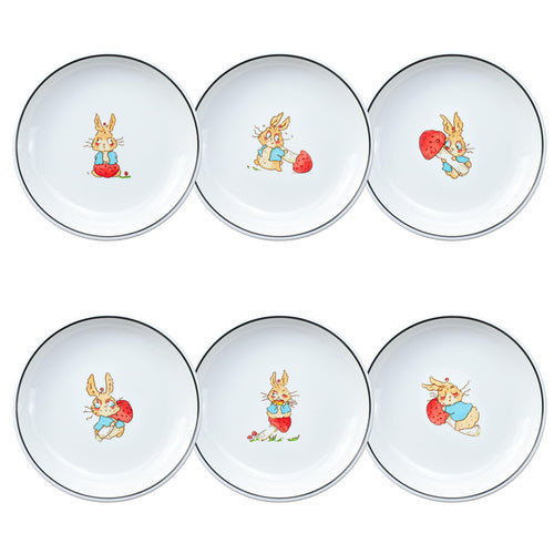 Bicuzat Cute Cartoon Animals Pattern Ceramic Sauce Dishes Seasoning Dishes Sushi Soy Dipping Bowls Appetizer Plates Dessert Plates Little Cat Bird Feeding Bowls Set of 6-Rabbits-5 Inch